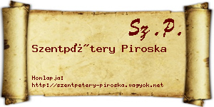 Szentpétery Piroska névjegykártya